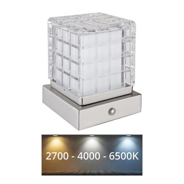Globo - LED Stmievateľná dotyková stolná lampa LED/2,5W/3,7V 2700K/4000K/6500K 1800 mAh USB matný chróm