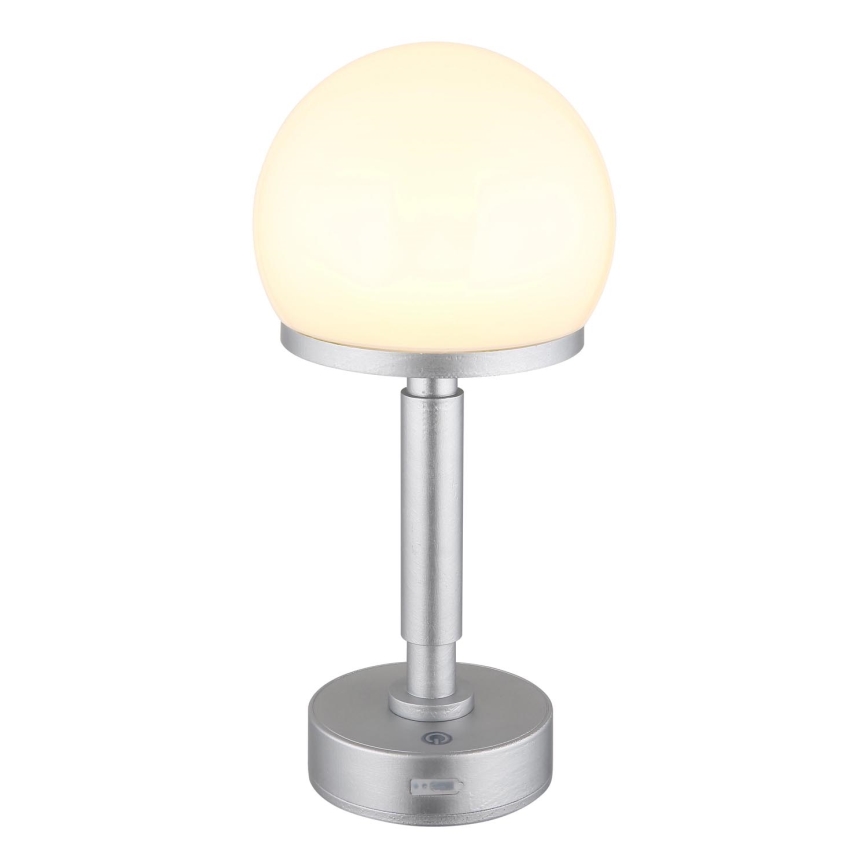 Globo - LED Stmievateľná nabíjacia dotyková stolná lampa LED/2,5W/5V 1800mAh 2800K strieborná