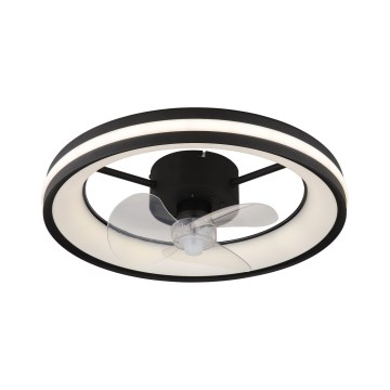 Globo - LED Stmievateľné stropné svietidlo s ventilátorom LED/30W/230V 2700-6500K čierna + diaľkové ovládanie