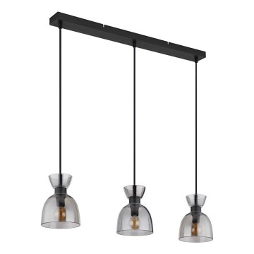Globo - Luster na lanku 3xE14/40W/230V čierna/dymová