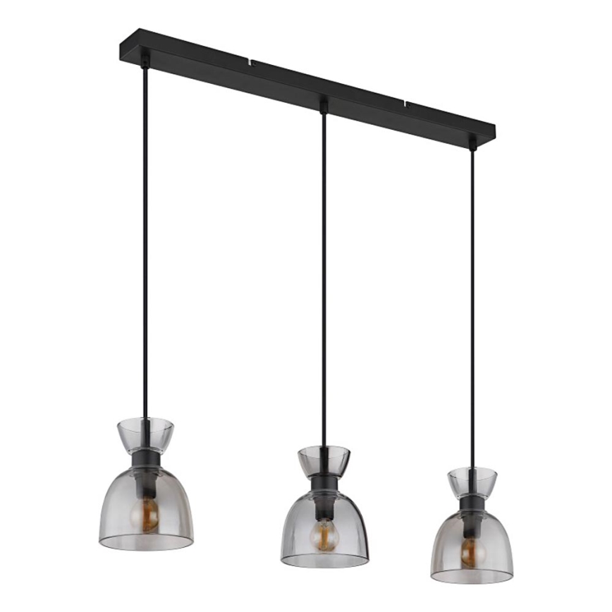 Globo - Luster na lanku 3xE14/40W/230V čierna/dymová