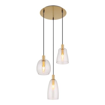 Globo - Luster na lanku 3xE14/40W/230V pr. 43 cm mosadz