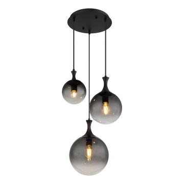 Globo - Luster na lanku 3xE27/10W/230V pr. 48 cm čierna