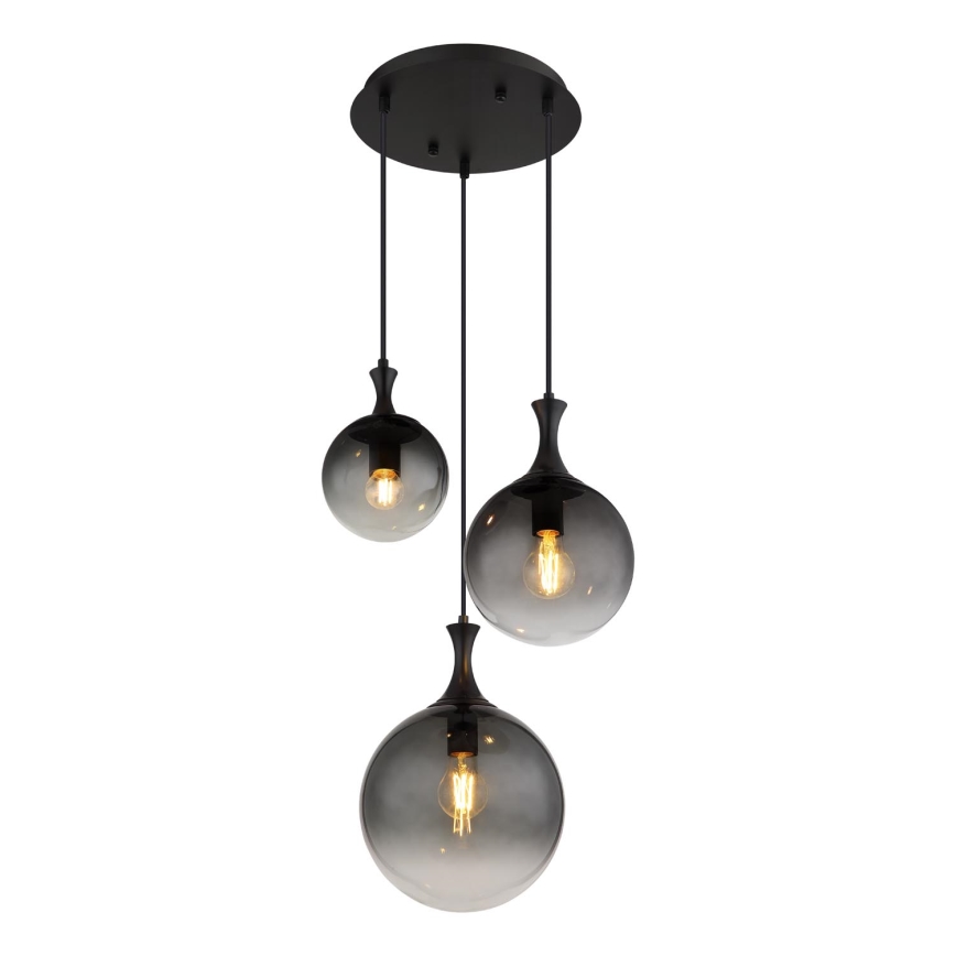 Globo - Luster na lanku 3xE27/10W/230V pr. 48 cm čierna