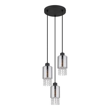 Globo - Luster na lanku 3xE27/40W/230V pr. 25 cm čierna