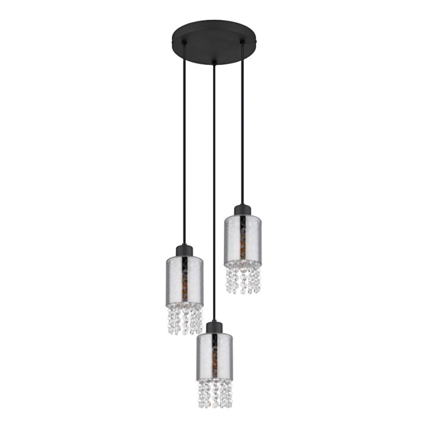 Globo - Luster na lanku 3xE27/40W/230V pr. 25 cm čierna