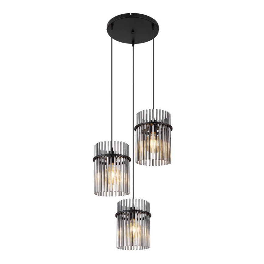 Globo - Luster na lanku 3xE27/60W/230V pr. 47 cm čierna
