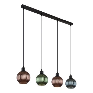 Globo - Luster na lanku 4xE27/25W/230V meď/zelená/modrá