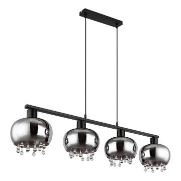 Globo - Luster na lanku 4xE27/9W/230V čierna