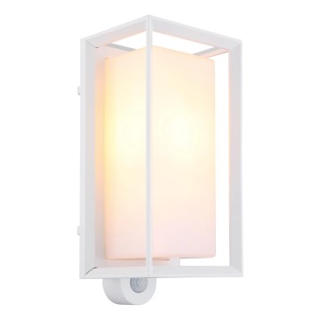 Globo - Vonkajšie nástenné svietidlo so senzorom 1xE27/60W/230V IP44 biela
