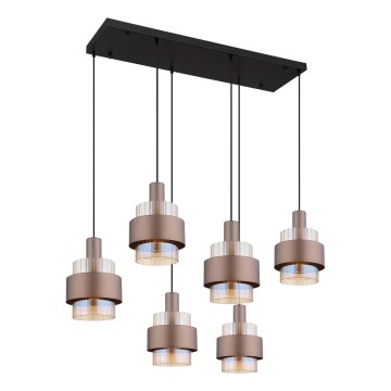 Globo - závesný luster na lankách 6xE27/60W/230V hnedý