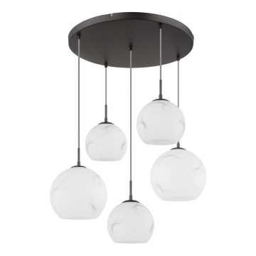 Globo - Závesný luster na lanku, 5 × E27, max. 60 W, 230 V, priemer 75 cm