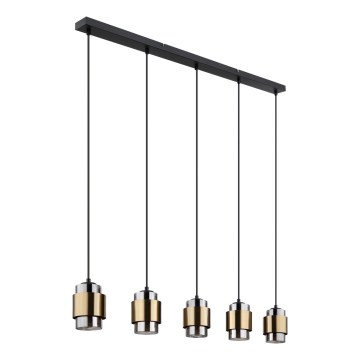 Globo - Závesný luster na lanku 5xE27/40W/230V čierna/mosadz