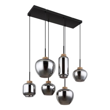 Globo - Závesný luster na lanku 6xE27/40W/230V, čierny