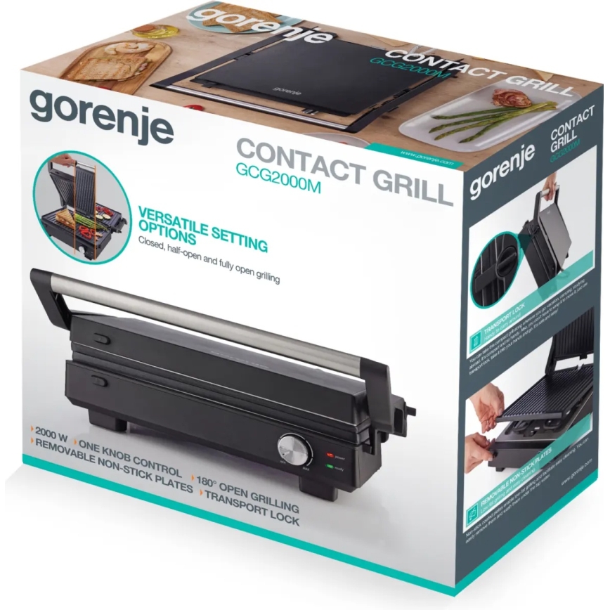 GORENJE GCG2000M - Kontaktný gril 1800W/230V čierna