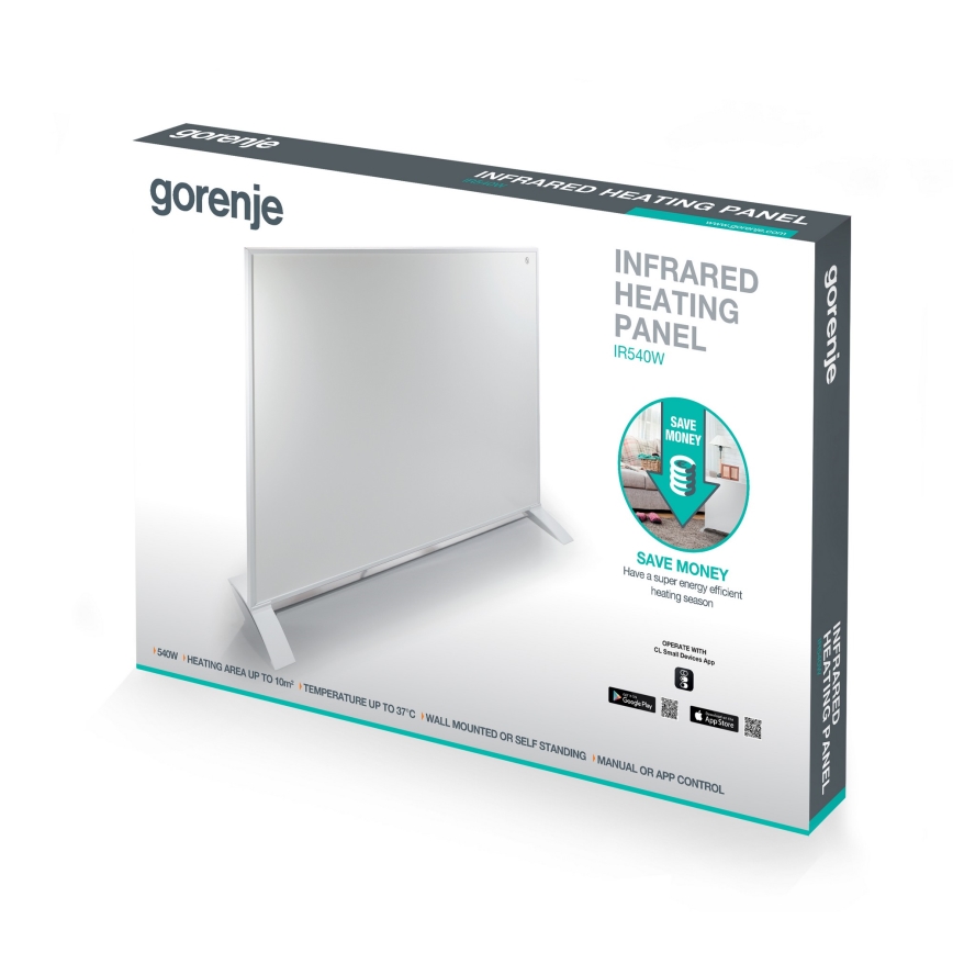 GORENJE IR540W - Inteligentný elektrický infračervený panel 540W časovač Wi-Fi čierna