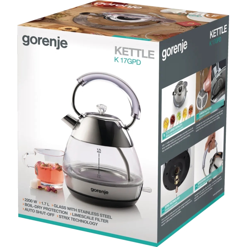 GORENJE K17GPD - Rýchlovarná kanvica 1,7 l 2200W/230V číra/nerez