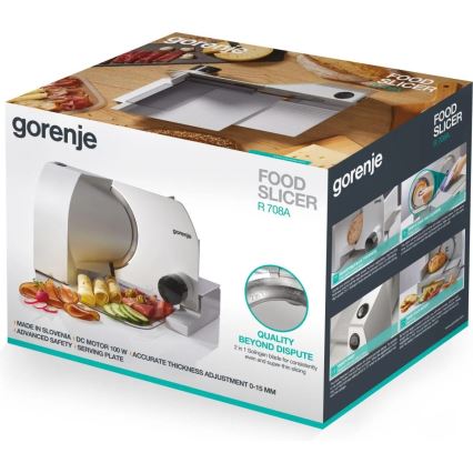 GORENJE R708A - Elektrický krájač 100W/230V nerezové prevedenie
