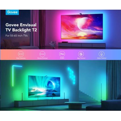 Govee - DreamView T2 DUAL TV 55-65 SMART LED podsvietenie RGBIC Wi-Fi + diaľkové ovládanie