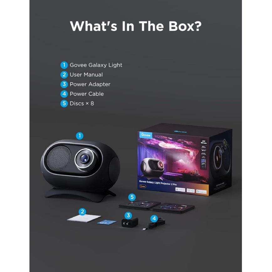 Govee - Galaxy Light Projector 2 Pro Matter s reproduktorom Wi‑Fi