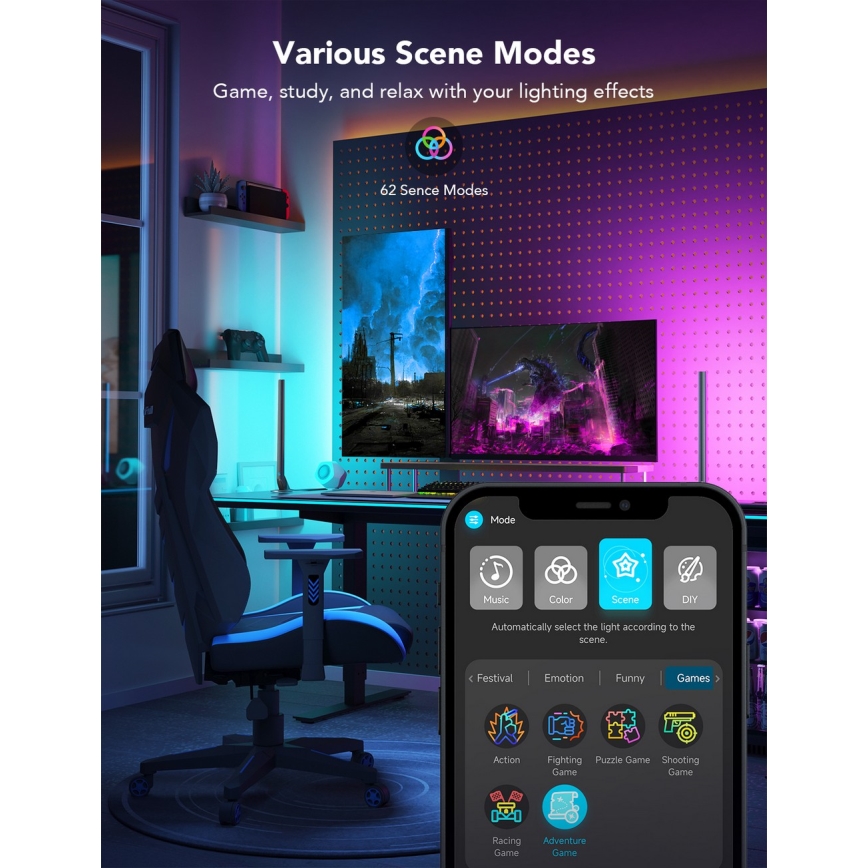 Govee - Inteligentné herné Wi-Fi LED panely + inteligentný duálny biely Wi-Fi ovládač