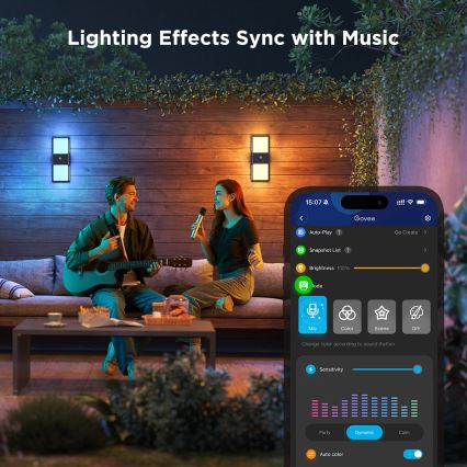 Govee - LED RGBIC Stmievateľné vonkajšie nástenné svietidlo so senzorom MATTER LED/230V IP65 2700-6500K Wi-Fi
