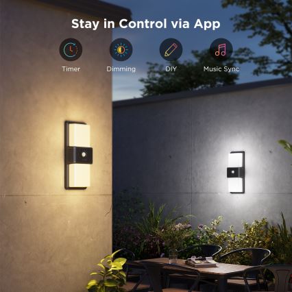 Govee - LED RGBIC Stmievateľné vonkajšie nástenné svietidlo so senzorom MATTER LED/230V IP65 2700-6500K Wi-Fi