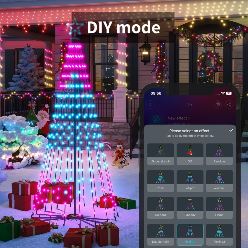 Govee - LED RGBIC Vianočný stromček s hviezdou LED/15W/230V IP65 1,8m Matter Wi‑Fi