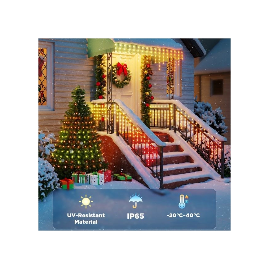 Govee - LED RGBIC Vonkajšia reťaz Smart cencúle 10m Wi-Fi Matter IP65