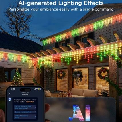 Govee - LED RGBIC Vonkajšia reťaz Smart cencúle 10m Wi-Fi Matter IP65