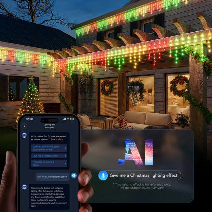 Govee - LED RGBIC Vonkajšie cencúľové svetlá 10 m Wi-Fi Matter IP65