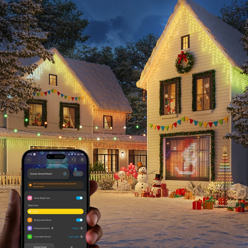 Govee - LED RGBIC Vonkajšie cencúľové svetlá 10 m Wi-Fi Matter IP65