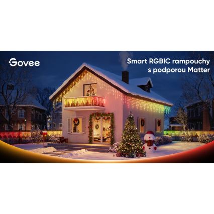 Govee - LED RGBIC Vonkajšie cencúľové svetlá 10 m Wi-Fi Matter IP65