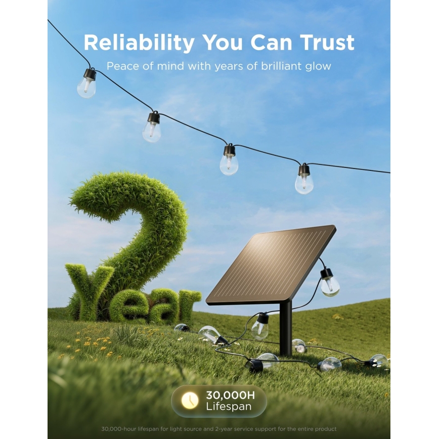 Govee - LED RGBICW Solárny reťazec 8xLED/6W/5V Wi-Fi Matter IP67