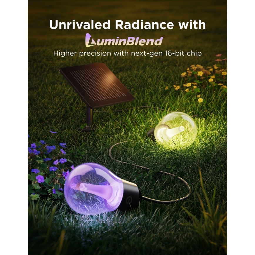 Govee - LED RGBICW Solárny reťazec 8xLED/6W/5V Wi-Fi Matter IP67