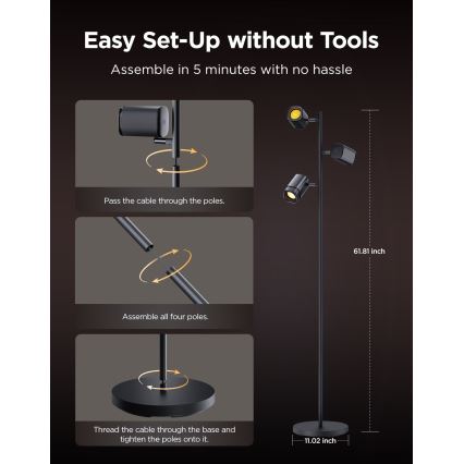 Govee - LED RGBICWW Stmievateľná stojacia lampa TREE MATTER LED/48W/230V Wi-Fi