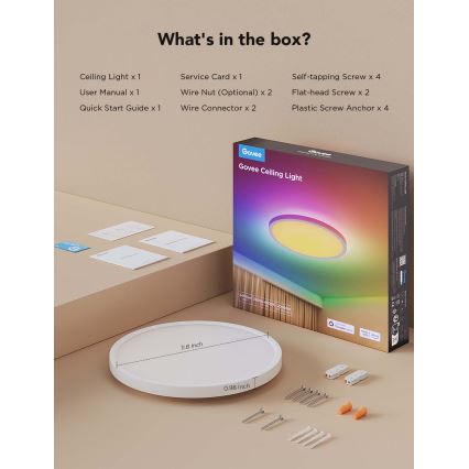 Govee - LED RGBICWW Stmievateľné stropné svietidlo LED/29W/230V, priemer 30 cm, matné, Wi-Fi