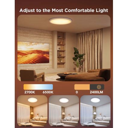 Govee - LED RGBICWW stmievateľné stropné svietidlo LED, 29 W, 230 V, priemer 30 cm, matné, Wi‑Fi