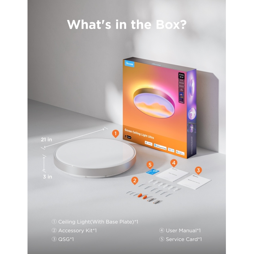 Govee - LED RGBICWW Stmievaľné stropné svietidlo LED/55W/230V pr. 53 cm Matter Wi-Fi