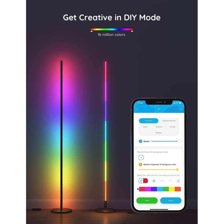 Govee - LED RGBW stmievateľná stojacia lampa LITE MATTER LED/24W/230V Wi-Fi