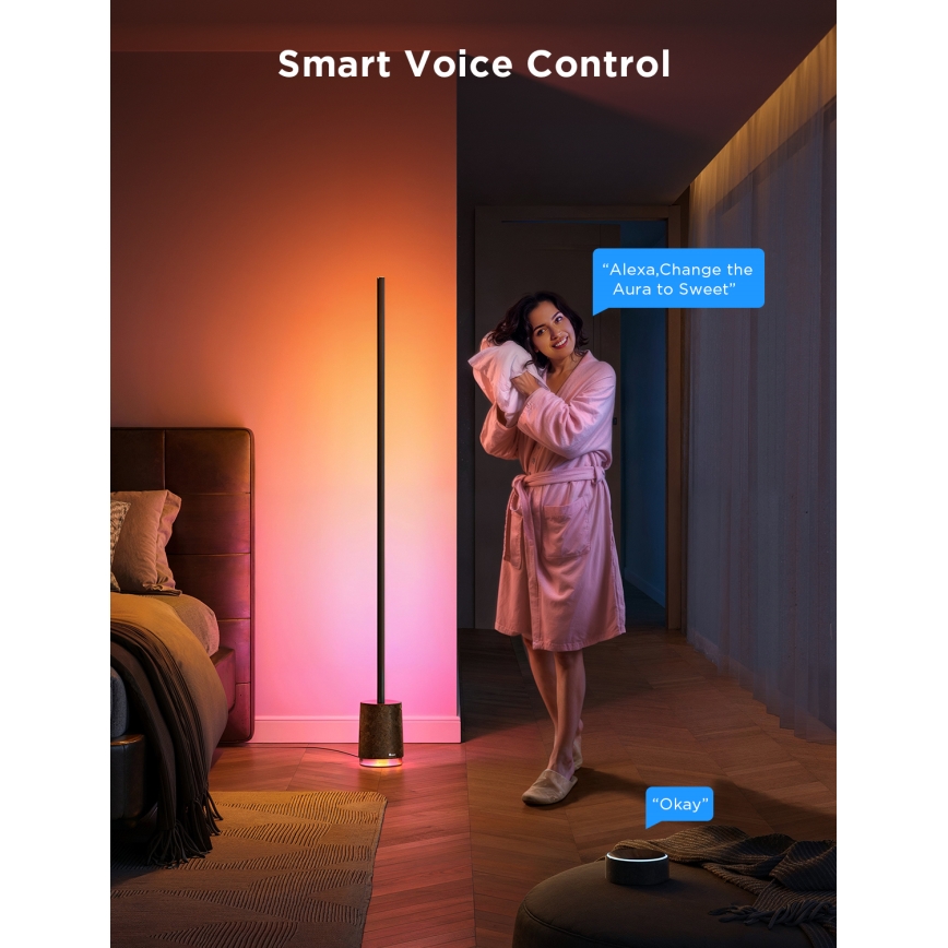 Govee - LED Stmievateľná stojacia lampa s reproduktorom Pro RGBICWW 2200-6500K Wi-Fi + diaľkové ovládanie