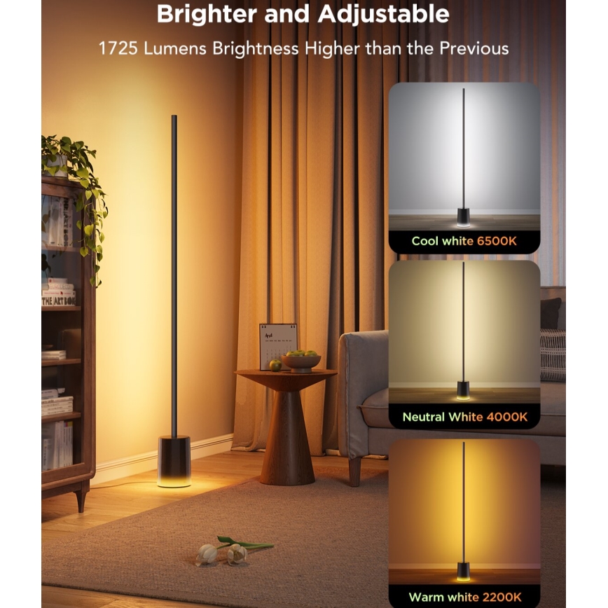 Govee - LED Stmievateľná stojacia lampa Smart MATTER LED RGBICWW 2200-6500K Wi-Fi + diaľkové ovládanie