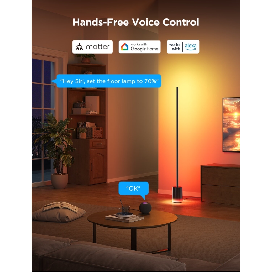 Govee - LED Stmievateľná stojacia lampa Smart MATTER LED RGBICWW 2200-6500K Wi-Fi + diaľkové ovládanie