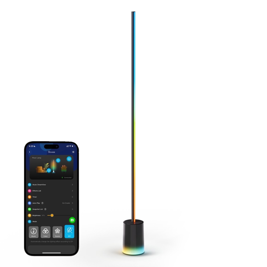 Govee - LED Stmievateľná stojacia lampa Smart MATTER LED RGBICWW 2200-6500K Wi-Fi + diaľkové ovládanie