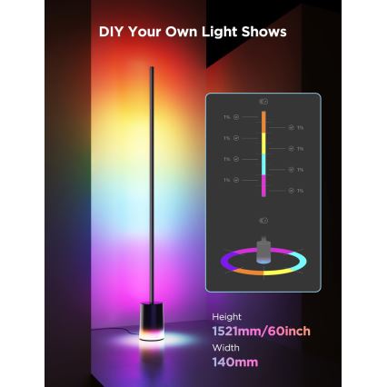 Govee - LED Stmievateľná stojacia lampa Smart MATTER LED RGBICWW 2200-6500K Wi-Fi + diaľkové ovládanie