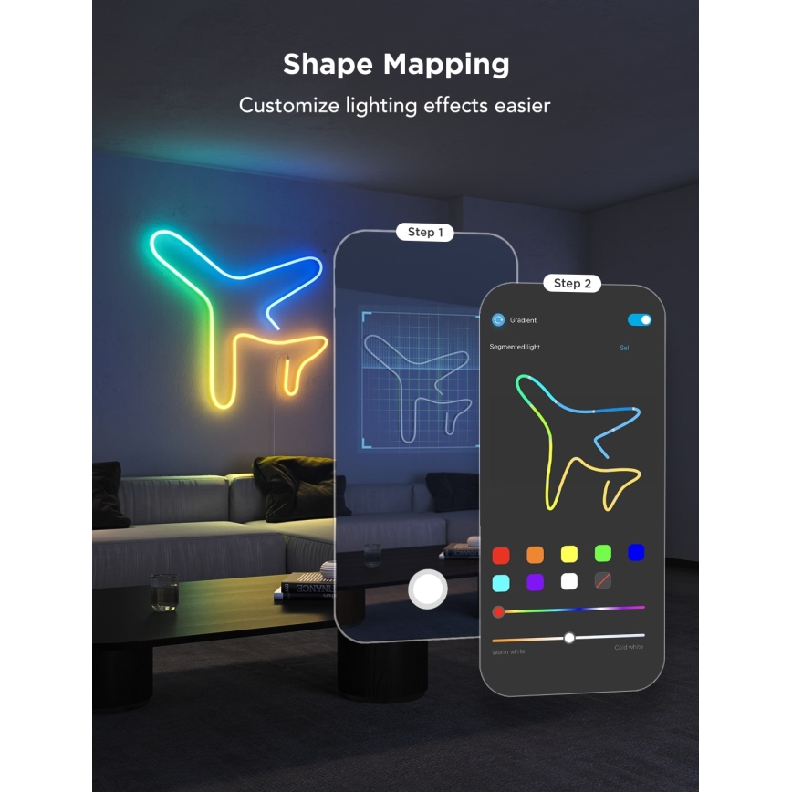 Govee - Neon 2 MATTER ohybný LED pás 3m RGBIC Wi-Fi