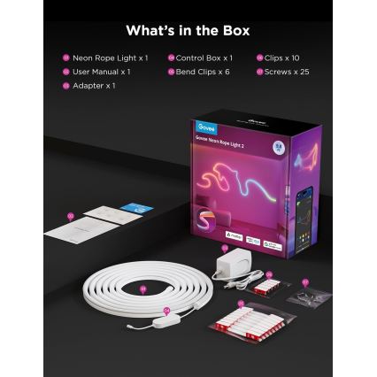 Govee - Neon 2 MATTER ohybný LED pás 3m RGBIC Wi-Fi