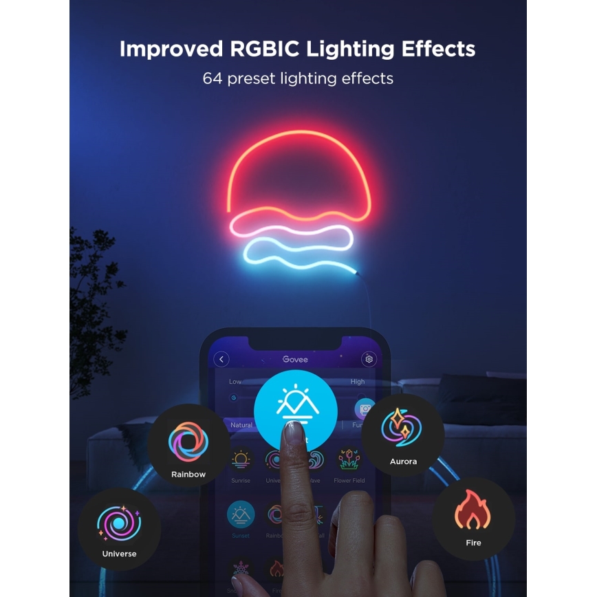 Govee - Neon 2 MATTER ohybný LED pásik 3m RGBIC Wi-Fi IP67