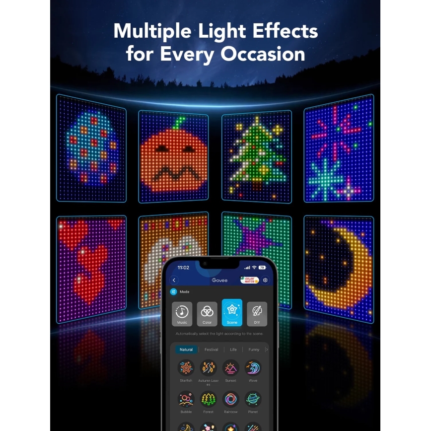 Govee - RGBIC Svetelný záves 520 LED 1,5x2m Wi-Fi IP65