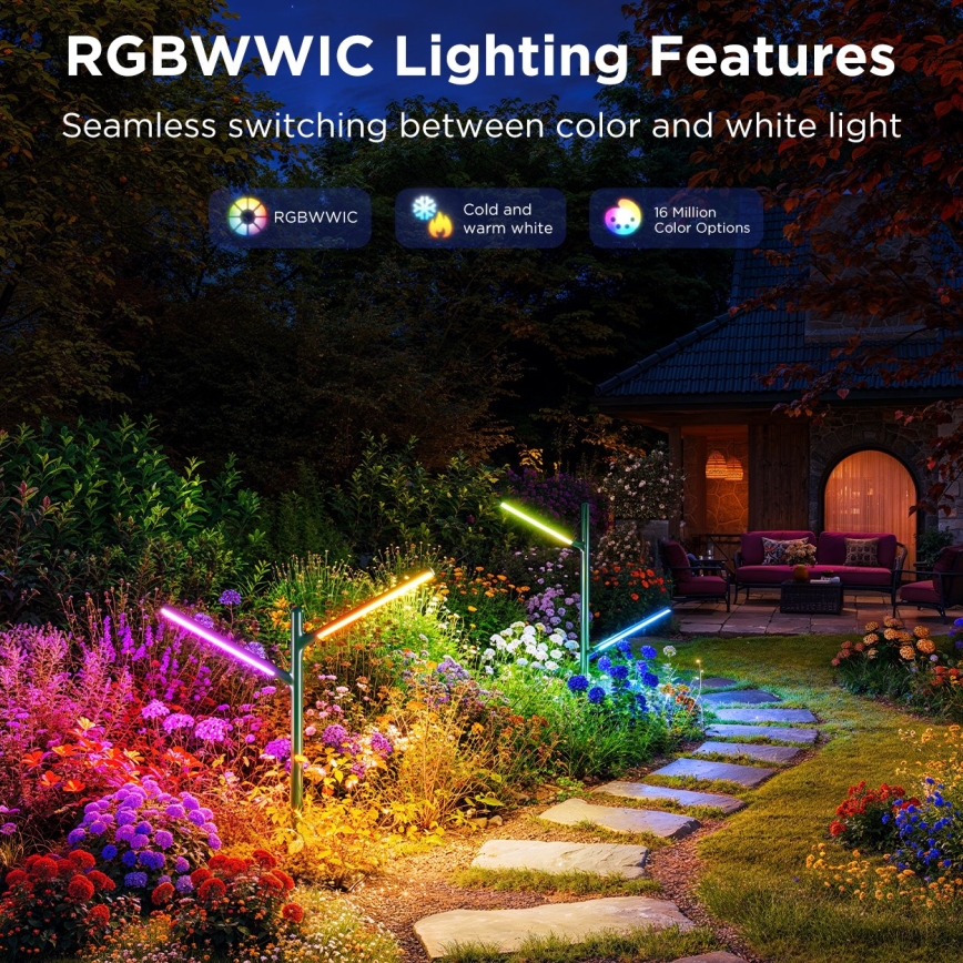 Govee - SADA 2x LED RGBICWW Stmievateľná vonkajšia lampa LED/18W/230V IP66 2700-6500K Wi-Fi